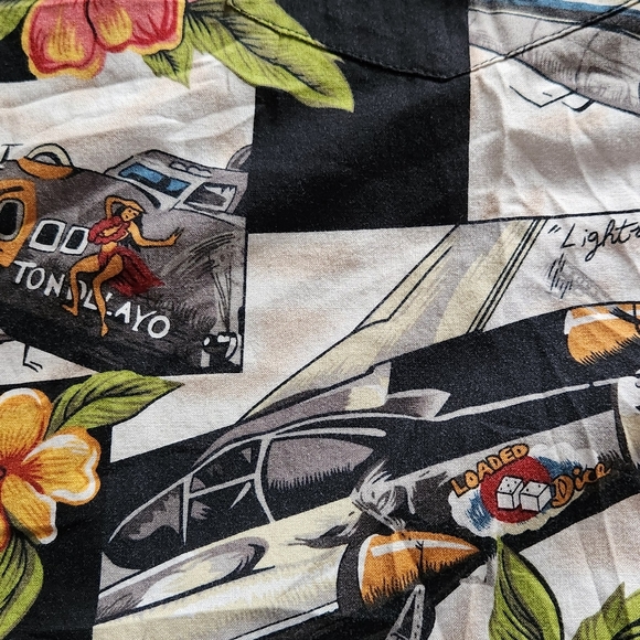 Kalaheo Hawaiian Men 2X Short Sleeve Shirt WWII  Airplane Bomber Floral Women - Picture 12 of 12